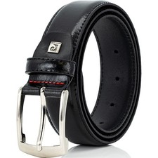 Pierre Cardin Leder-Gürtel Herren, Anzug-Gürtel 35 mm breit Rindledergürtel schw