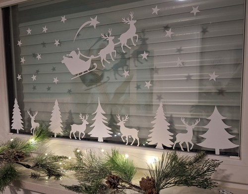 Fensterbild rentierschlitten - fensterbild,