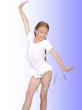 Balletttrikot mit Rüsche aus Baumwolle CF101W0 RV Gr.98/104 Weiß