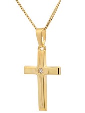 Gold Anhänger Kreuz Zirkonia