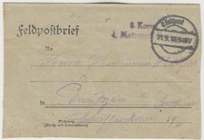 Kartenbrief 1918 Marine 8. Kom. 4. Matrosen Regiment mit Zensur