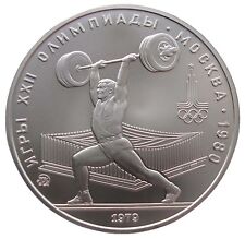 RUSSLAND 5 RUBEL - "OLYMPIADE IN MOSKAU. GEWICHTHEBER" - 1979 (MMD), SILBER