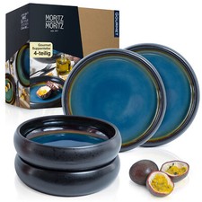 4x Dessertteller Kuchenteller kleine Speiseteller Steinzeug Geschirr Set ø21cm
