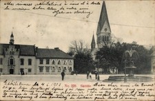Ak Eskilstuna Schweden, Schwarz-Weiß-Foto, Kirche, Brunnen,... - 4927870
