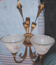 Florentiner Lampe Wandlampe Leuchte 2flammig mehrfarbig 2 Glasschirme