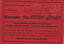 III. Reich: Rentenkarte aus