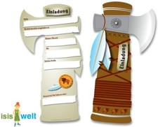 6 EINLADUNGSKARTEN Tomahawk  INDIANER PARTY KINDERGEBURTSTAG 