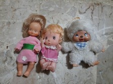 Monchichi und Puppen: Konvolut 3 entzückende Minipuppen 70er Jahre