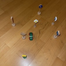 Holzeisenbahn Verkehrsschilder Set Mit Auto