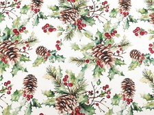 Weihnachtsstoff mit Half-Panama-Struktur Stechpalme Dekostoff feine Struktur