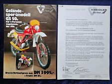 Kreidler Van Veen GS 50, originaler Prospekt mit Händleranschreiben , 1980