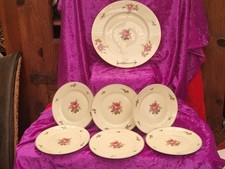 Vintage Dessert - Set 7 tlg. Rosen - Dekor & Goldrand Porzellan Rosenthal Aida