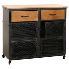 B-Ware Kommode MCW-N28, Rollen 2 Schubladen, 90x100x40cm, schwarz, natur