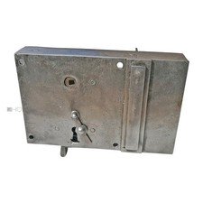 Biedermeier Kastenschloss groß verdeckte Falle antik alt Tür links 70/6.5/60