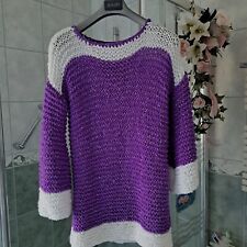 HIPP! Süßer Da.-Pullover Flieder mehliert mit Weiß, von 46-52 ,Trompetenärmel