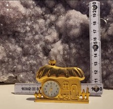 RAR  Dimpax Quartz  Miniatur Messing Uhren Sammler, Vintage goldene Uhr Haus