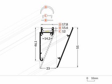 LED Alu Wandprofil für 12 mm LED-Streifen mit einklickbarer Abdeckung C - YSER