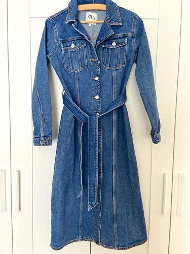 Zara damen denim hemdkleid - zara,