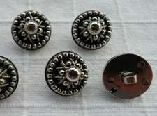 6 x Knöpfe18mm  Rosette Halbkugel Trachten Öse altsilbe silber Dirndknopf Wiesn 