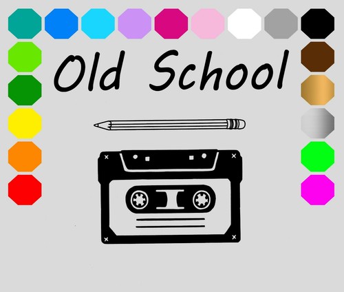 Bügelbild old school - bügelbild, kassette