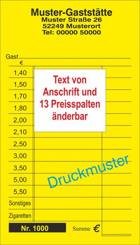 1000 nummerierte kellnerzettel - 1000,