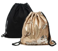 Turnbeutel Pailletten Wende-Pailletten Hipster Sportbeutel Rucksack Zuziehbeutel