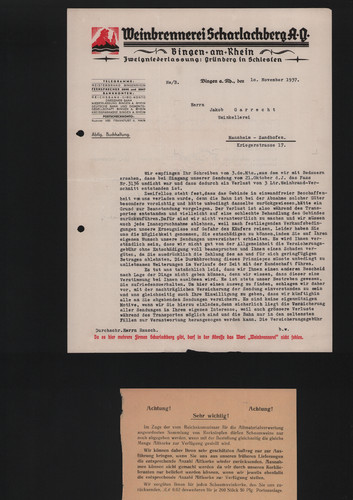 Bingen autograph brief 1937 - bingen,,