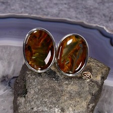 Pietersit Ohrring, 925er Silber, Edelstein Ohrringe (3915)