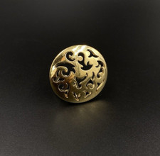 Pierre Lang PL goldfarbener Schalklammer runde maßive Brosche mit Clip für Oma