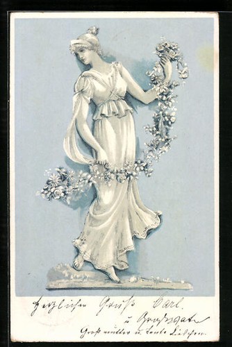 Präge lithographie dame - präge-lithographie, im