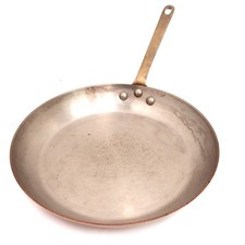 Bratpfanne Kupfer Edelstahl Pfanne Frankreich 265 mm rund Messing Griff Inox
