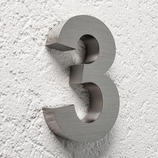 3D Hausnummer 3 Edelstahl in