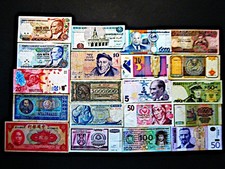 20 verschiedene Geldscheine aus aller Welt