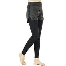 Damen 2-in-1 Leggings Laufhose Yogahose Sporthose Strumpfhose Fitnesshose