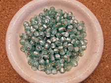 1 Portion Lampwork Glasperlen Silberfolie Kugeln Mintfarben 6 - 7 mm ca. 140 g