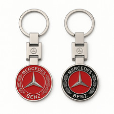 2x Hochglanz Metall Schlüsselanhänger — Emblem-Design, passend für Mercedes