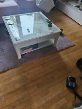 Couchtisch, Landhausstil, Wohnzimmertisch, weiß, Glasplatte, 80x80x30