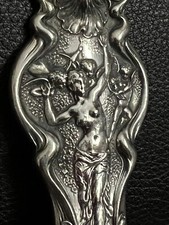 Antike 925er Silber Suppenkelle ~Schöpfkelle Jugendstil Akt Amor Art Niveau RAR