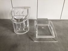 2x GUZZINI Italy Lucite Acryl 80er Stiftehalter + Zettelbox Organizer Design