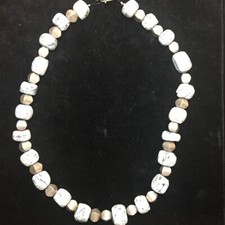  Unikat, Halskette, Silber 925 mit Fossilien, Mastodon, 700.00 J. aus Indonesien