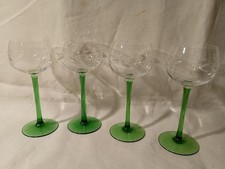 Weingläser,Römer,grüner Stiel,geschliffen,Blätterranke umlaufend,Jugendstil?