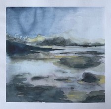 Original Aquarellmalerei Meer