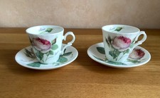 2 Stück Roy Kirkham Redoute Roses Espressotasse mit Untertasse Neuwertig