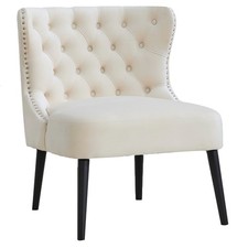 Ohrensessel Retro Polstersessel Samt Einzelsofa mit Knopfheftung, Metall-Nieten