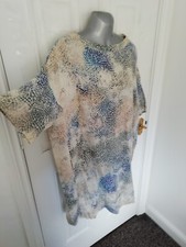 120% Lino 16 18 (46) dunkelblau beige Animalprint Lagenlook Etuikleid Taschen