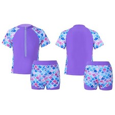 Mädchen Badeanzug Skala Muster Badebekleidung Rashguard Bademode Athletisch