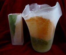 2 Vasen dickes mattiertes Glas