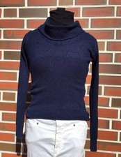 PERFETTO Pullover Gr. 36/38  Strickpullover Blau Lochmuster Herz Herzen TOP