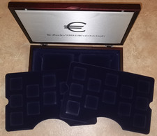 Münzkassette Holzkassette Nuss? Kirsche für Silber-Euro 2 Inletts blau 37x 27x 6