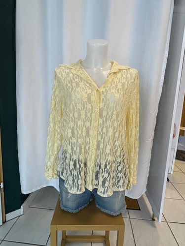 Spitzenbluse gelb langarm - spitzenbluse,